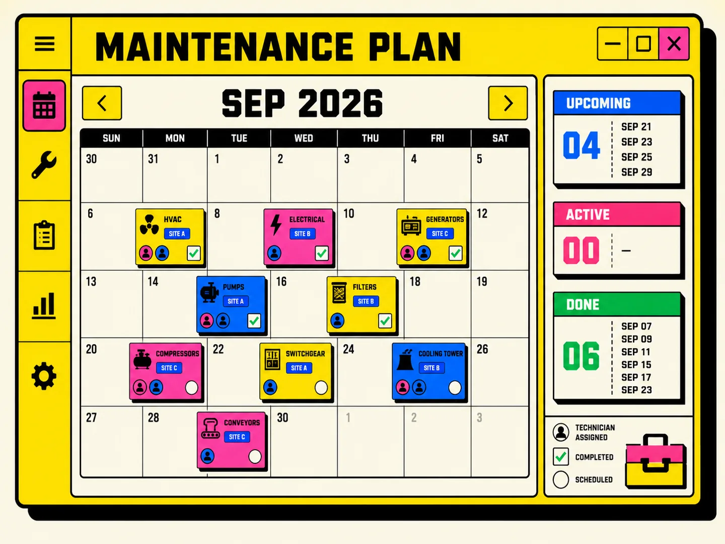 Helpdesk System preventive maintenance planning calendar